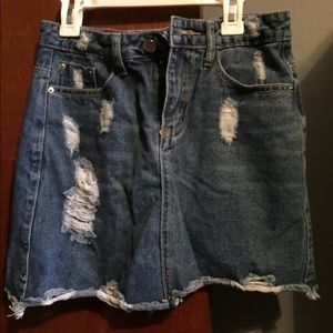 Distressed Jean Skirt